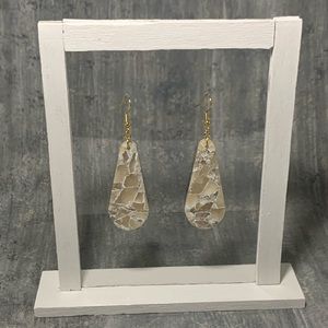 Translucent White Marble Handcrafted Clay Earrings (Hypoallergenic ear wires)